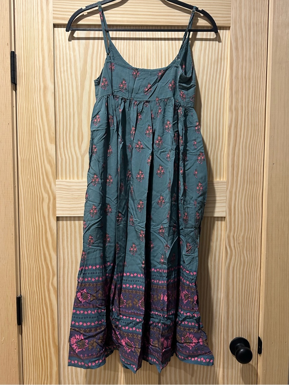 NATURAL LIFE Teal Maxi Dress with Pink Floral Print - Picture 2 of 2